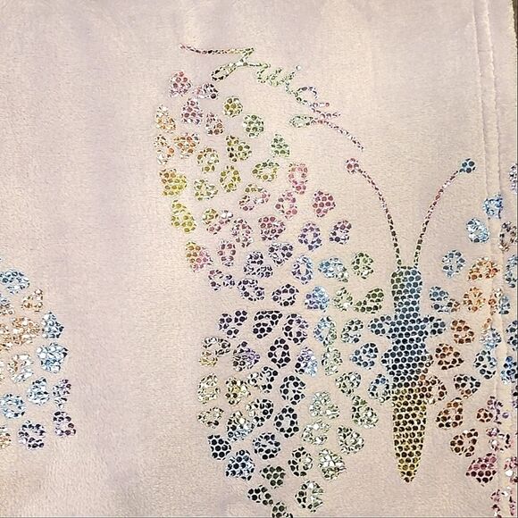 Juicy Couture Home Iridescent Foiled Butterfly Logo Plush Throw Blanket - Picture 5 of 9